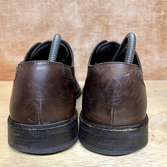 KENNETH COLE Made in Italy New York Brown Leather Square Toe Men Shoes Size 9.5 - Picture 4 of 11